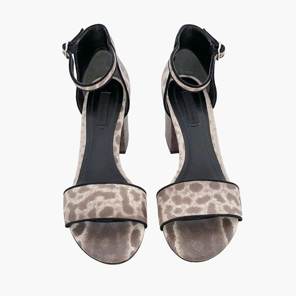 Alexander Wang Abby Sandals EU 36.5 US 6.5 Beige Snake Block Heels Cheetah Brown - Picture 2 of 11